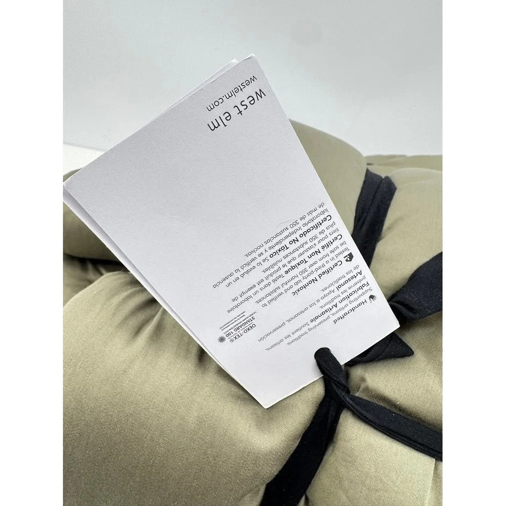 West Elm Cotton Velvet Pick Stitch Euro Sham Set Olive Green New